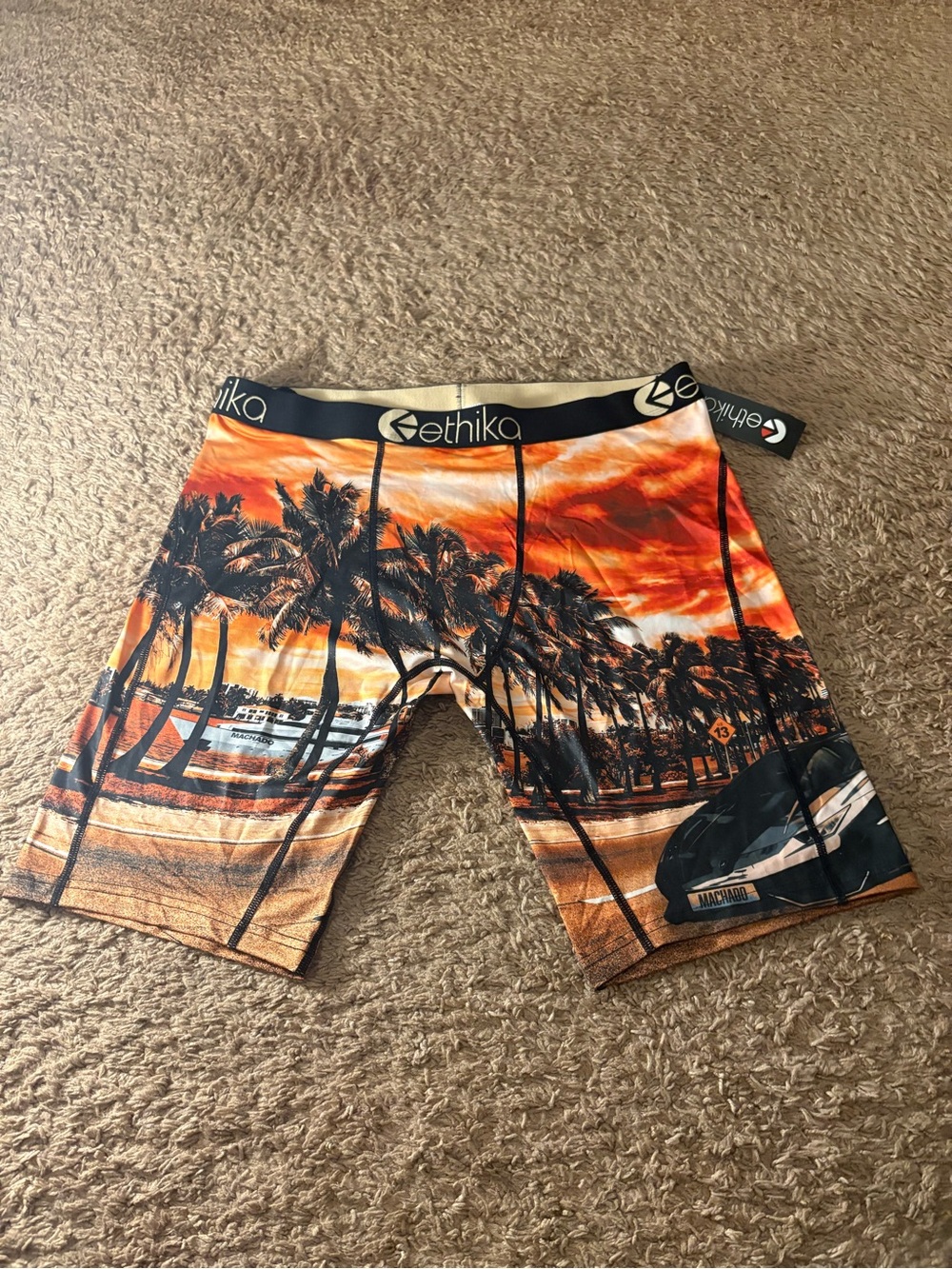 ethika Men's Orange Sunset Palm Boxer Briefs